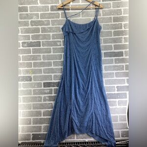 Oh Polly DOLE Embellished Asymmetric Maxi Dress in Smokey Blue Size 14